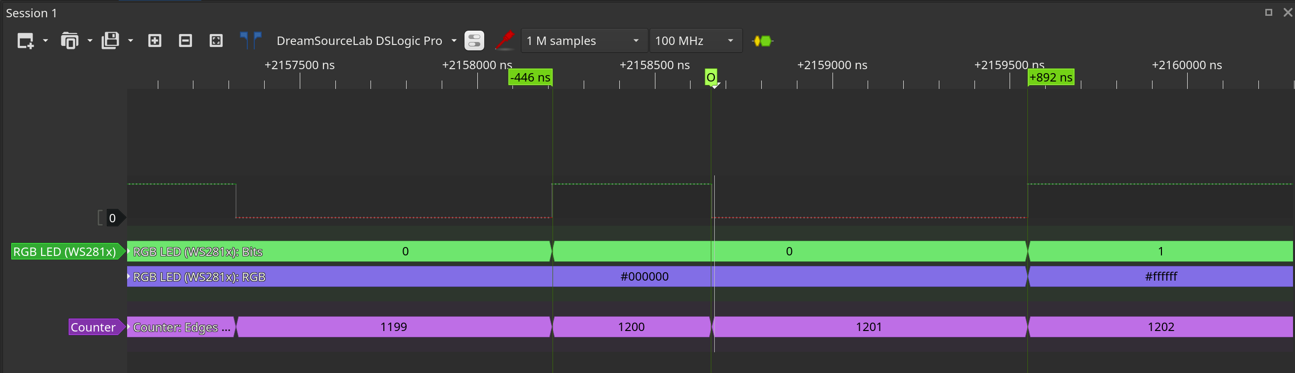 PulseView capture with frequency measurement